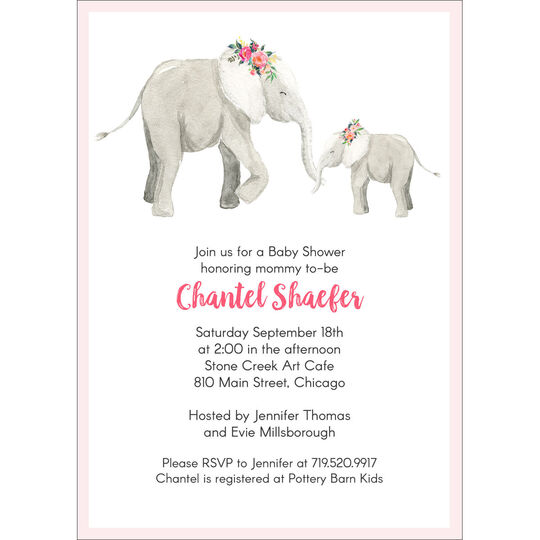 Elephants Baby Shower Invitations